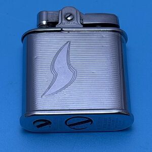 Vintag 1940s Ronson Whirlwind pocket lighter art deco windbreak chrome S flame